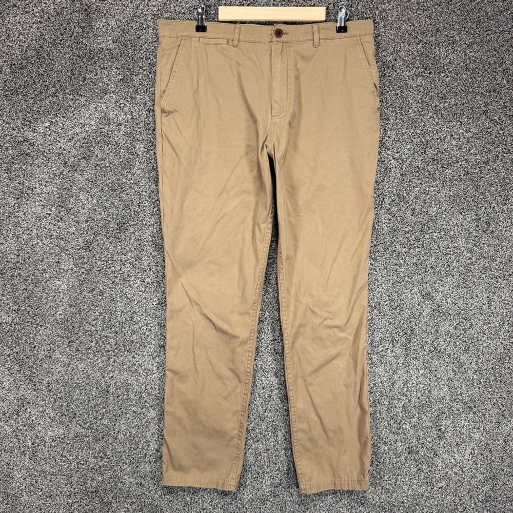 Fred Perry Pants Mens 34/31 Tan Cotton Twill Chinos Trousers‎ Tapered Leg Slim